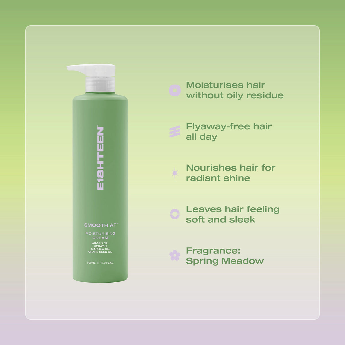 E18HTEEN Smooth AF Moisturising Cream 500ml - 2